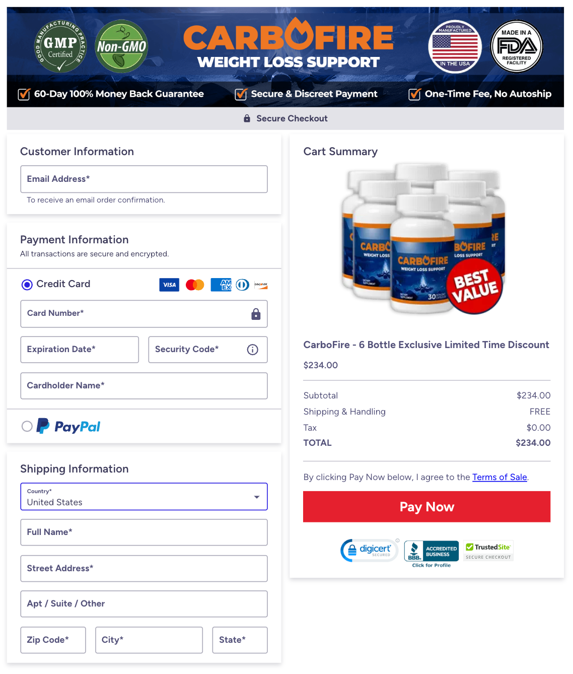 CarboFire Official Website Secure Order Page